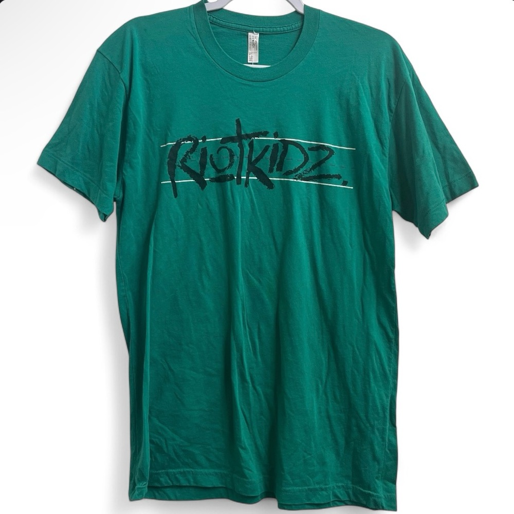 Vintage American Apparel Riotkidz Single Stitch Green Graphic T-Shirt Size Large
